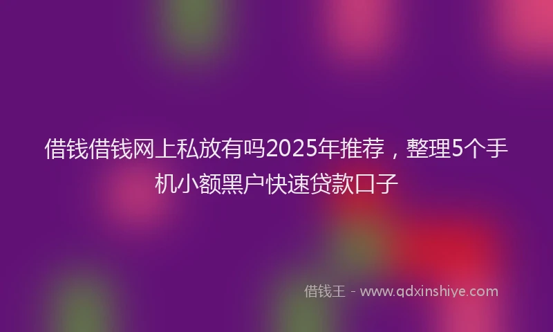 借钱借钱网上私放有吗2025年推荐，整理5个手机小额黑户快速贷款口子