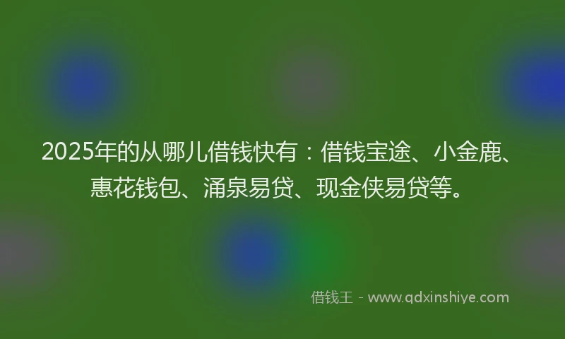 2025年的从哪儿借钱快有：借钱宝途、小金鹿、惠花钱包、涌泉易贷、现金侠易贷等。