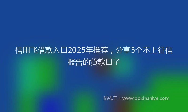 信用飞借款入口2025年推荐，分享5个不上征信报告的贷款口子