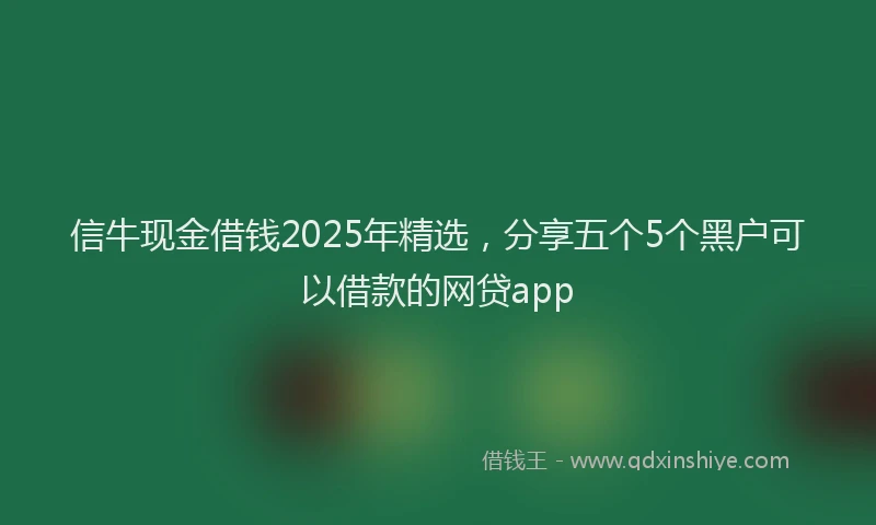 信牛现金借钱2025年精选，分享五个5个黑户可以借款的网贷app