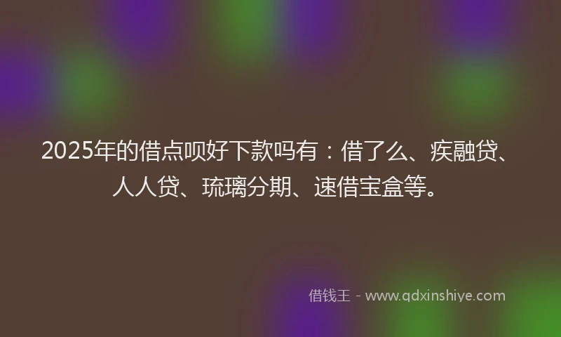 2025年的借点呗好下款吗有：借了么、疾融贷、人人贷、琉璃分期、速借宝盒等。