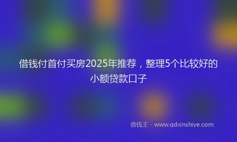 借钱付首付买房2025年推荐，整理5个比较好的小额贷款口子