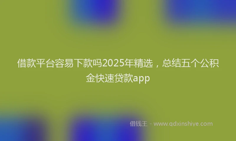 借款平台容易下款吗2025年精选，总结五个公积金快速贷款app