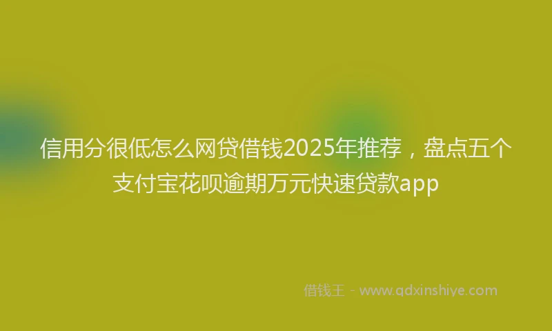 信用分很低怎么网贷借钱2025年推荐，盘点五个支付宝花呗逾期万元快速贷款app