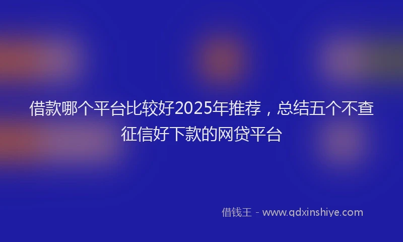 借款哪个平台比较好2025年推荐，总结五个不查征信好下款的网贷平台