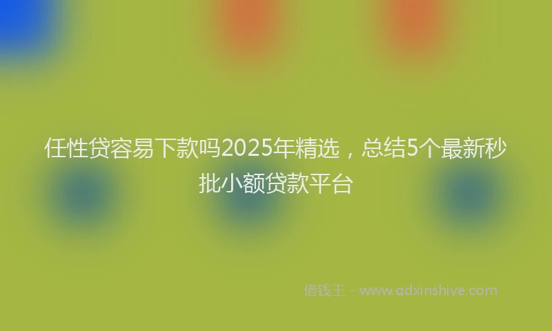 任性贷容易下款吗2025年精选，总结5个最新秒批小额贷款平台