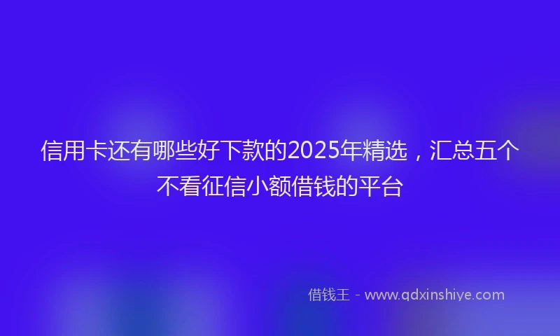 信用卡还有哪些好下款的2025年精选，汇总五个不看征信小额借钱的平台