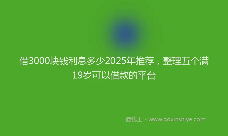 借3000块钱利息多少2025年推荐，整理五个满19岁可以借款的平台