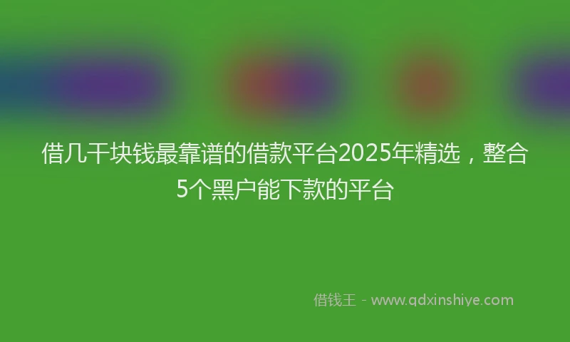 借几干块钱最靠谱的借款平台2025年精选，整合5个黑户能下款的平台