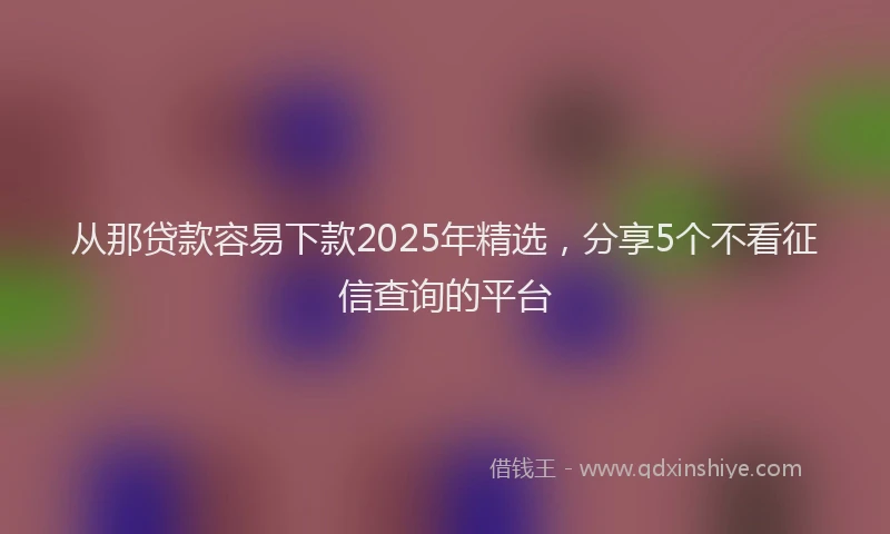 从那贷款容易下款2025年精选，分享5个不看征信查询的平台