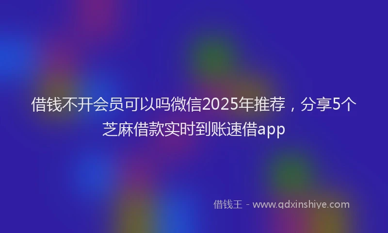 借钱不开会员可以吗微信2025年推荐，分享5个芝麻借款实时到账速借app