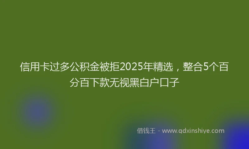 信用卡过多公积金被拒2025年精选，整合5个百分百下款无视黑白户口子