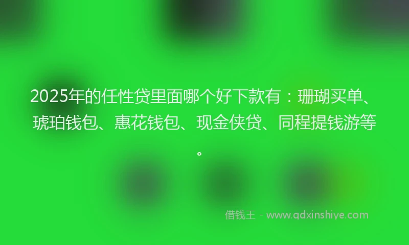 2025年的任性贷里面哪个好下款有：珊瑚买单、琥珀钱包、惠花钱包、现金侠贷、同程提钱游等。