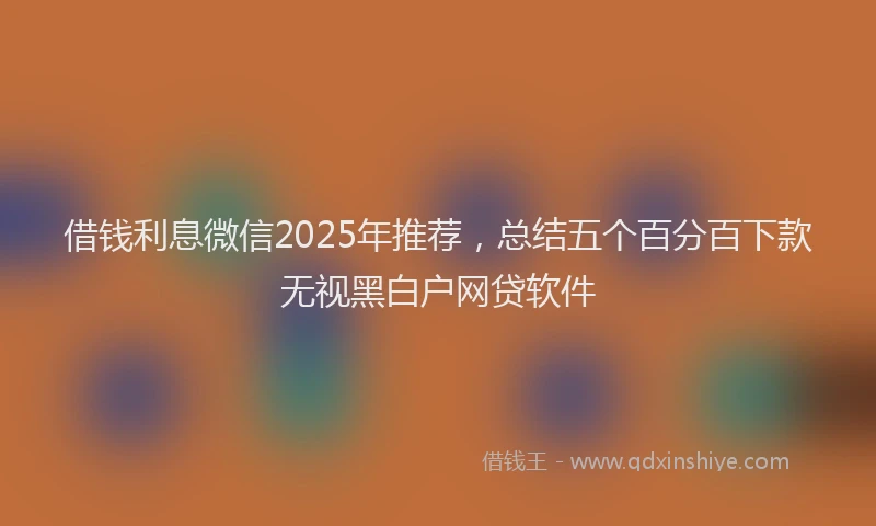 借钱利息微信2025年推荐，总结五个百分百下款无视黑白户网贷软件