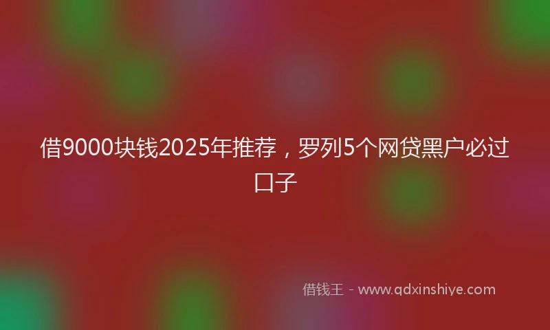 借9000块钱2025年推荐，罗列5个网贷黑户必过口子