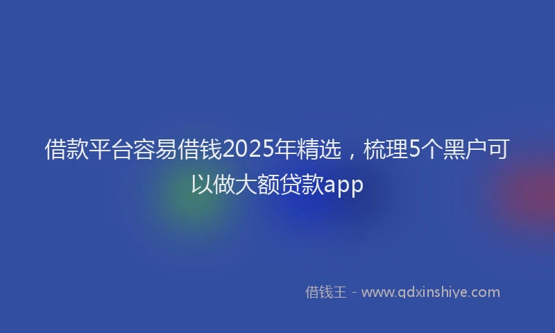 借款平台容易借钱2025年精选，梳理5个黑户可以做大额贷款app