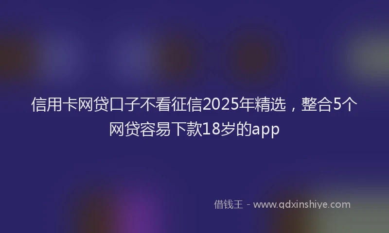 信用卡网贷口子不看征信2025年精选，整合5个网贷容易下款18岁的app