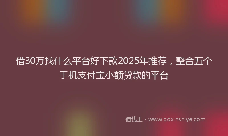 借30万找什么平台好下款2025年推荐，整合五个手机支付宝小额贷款的平台