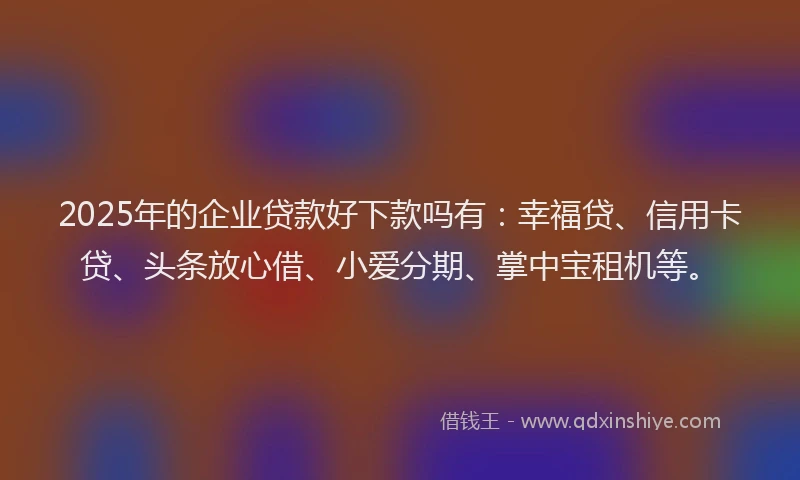 2025年的企业贷款好下款吗有：幸福贷、信用卡贷、头条放心借、小爱分期、掌中宝租机等。