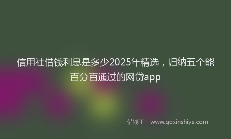 信用社借钱利息是多少2025年精选，归纳五个能百分百通过的网贷app