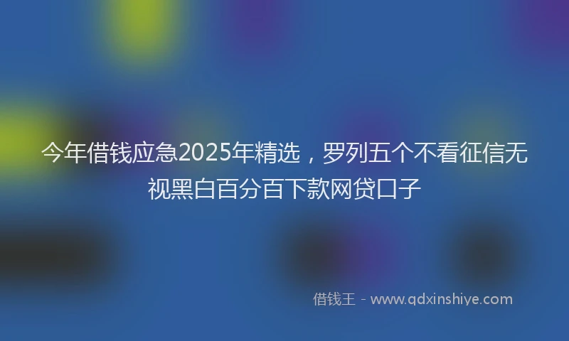 今年借钱应急2025年精选，罗列五个不看征信无视黑白百分百下款网贷口子