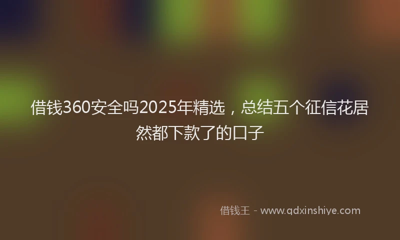 借钱360安全吗2025年精选，总结五个征信花居然都下款了的口子