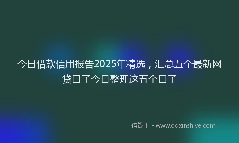 今日借款信用报告2025年精选，汇总五个最新网贷口子今日整理这五个口子