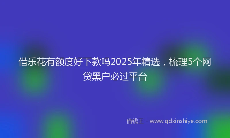 借乐花有额度好下款吗2025年精选，梳理5个网贷黑户必过平台