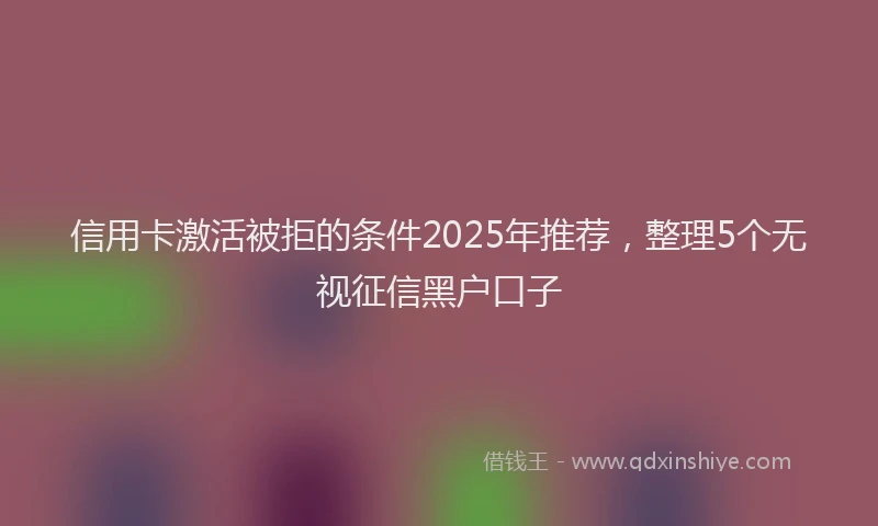 信用卡激活被拒的条件2025年推荐，整理5个无视征信黑户口子