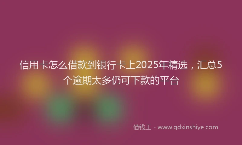 信用卡怎么借款到银行卡上2025年精选，汇总5个逾期太多仍可下款的平台