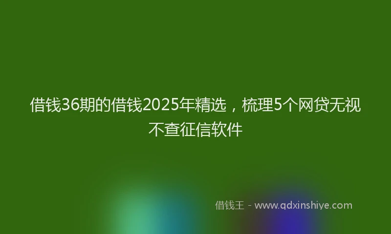 借钱36期的借钱2025年精选，梳理5个网贷无视不查征信软件