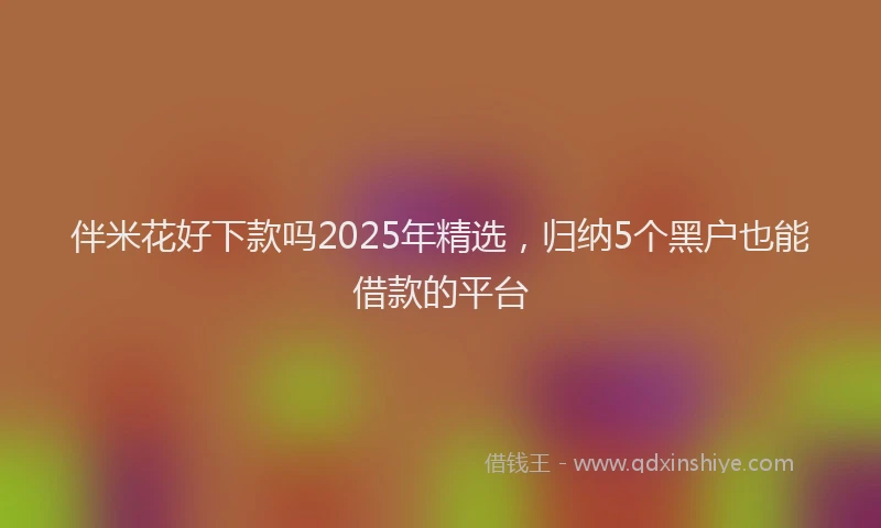 伴米花好下款吗2025年精选，归纳5个黑户也能借款的平台