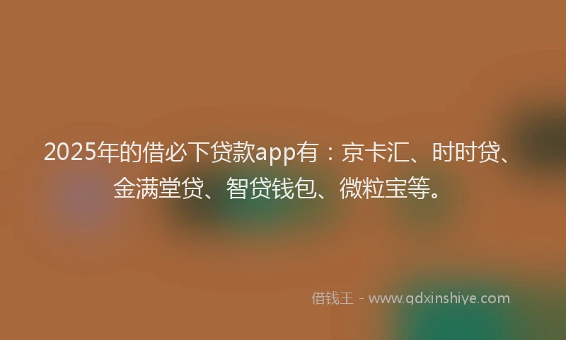 2025年的借必下贷款app有：京卡汇、时时贷、金满堂贷、智贷钱包、微粒宝等。