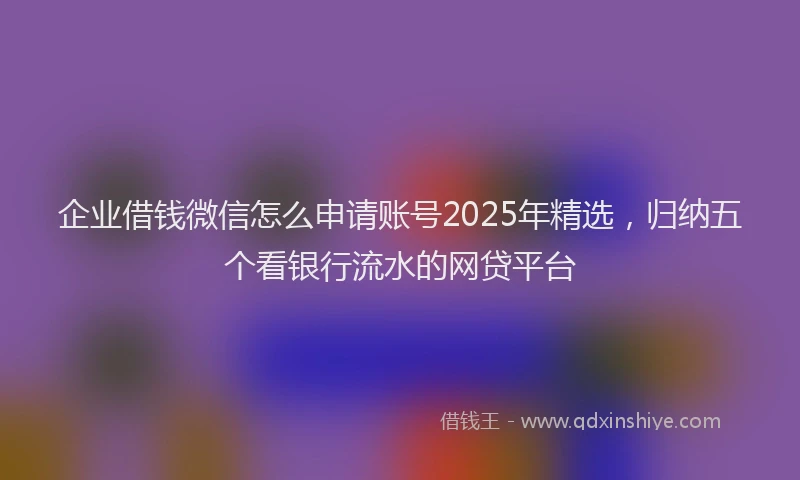企业借钱微信怎么申请账号2025年精选，归纳五个看银行流水的网贷平台