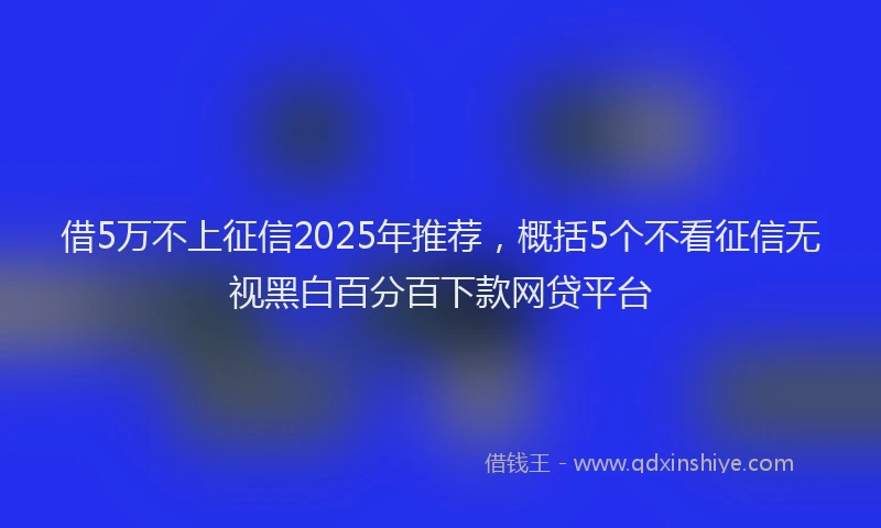 借5万不上征信2025年推荐，概括5个不看征信无视黑白百分百下款网贷平台