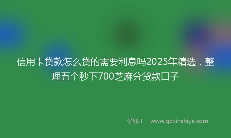 信用卡贷款怎么贷的需要利息吗2025年精选，整理五个秒下700芝麻分贷款口子