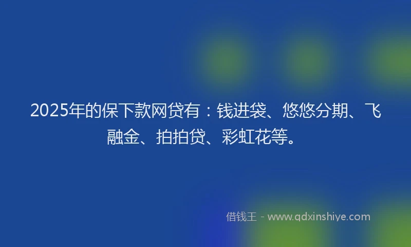 2025年的保下款网贷有：钱进袋、悠悠分期、飞融金、拍拍贷、彩虹花等。