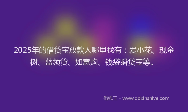 2025年的借贷宝放款人哪里找有：爱小花、现金树、蓝领贷、如意购、钱袋瞬贷宝等。