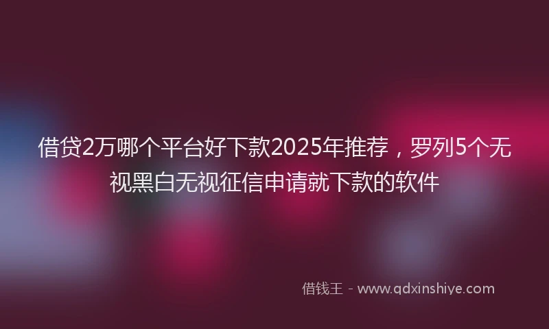 借贷2万哪个平台好下款2025年推荐，罗列5个无视黑白无视征信申请就下款的软件