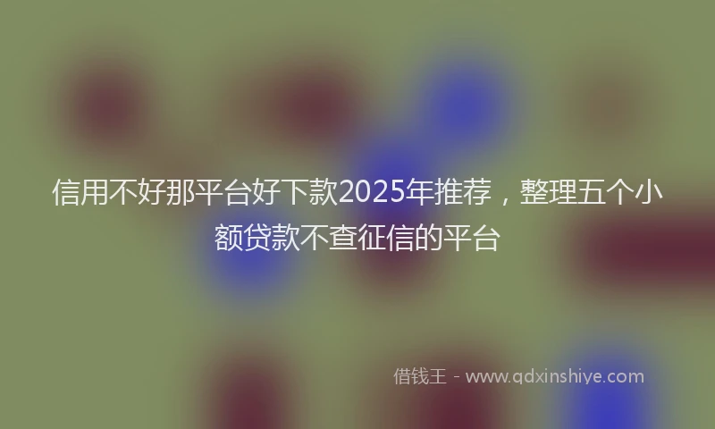 信用不好那平台好下款2025年推荐，整理五个小额贷款不查征信的平台