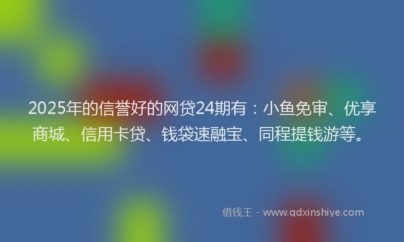 2025年的信誉好的网贷24期有：小鱼免审、优享商城、信用卡贷、钱袋速融宝、同程提钱游等。