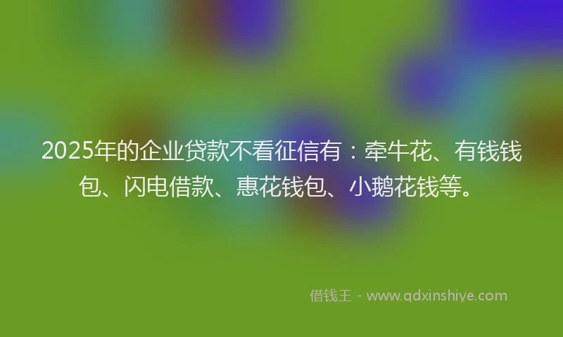 2025年的企业贷款不看征信有：牵牛花、有钱钱包、闪电借款、惠花钱包、小鹅花钱等。