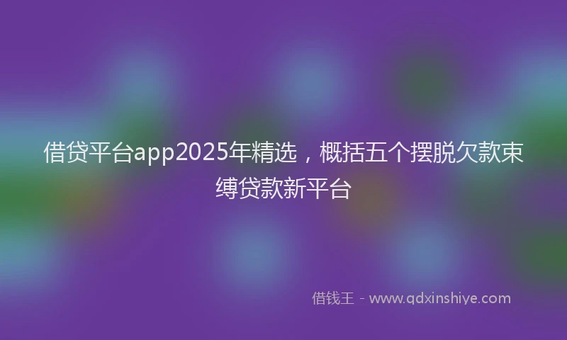 借贷平台app2025年精选，概括五个摆脱欠款束缚贷款新平台