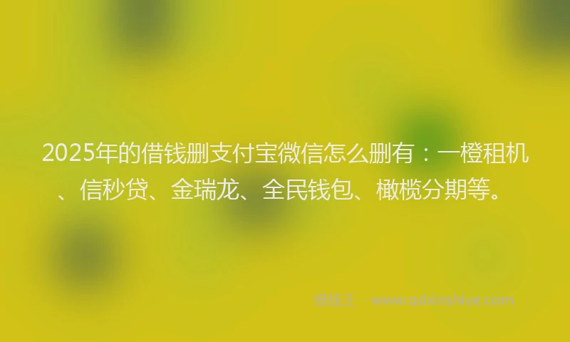 2025年的借钱删支付宝微信怎么删有：一橙租机、信秒贷、金瑞龙、全民钱包、橄榄分期等。