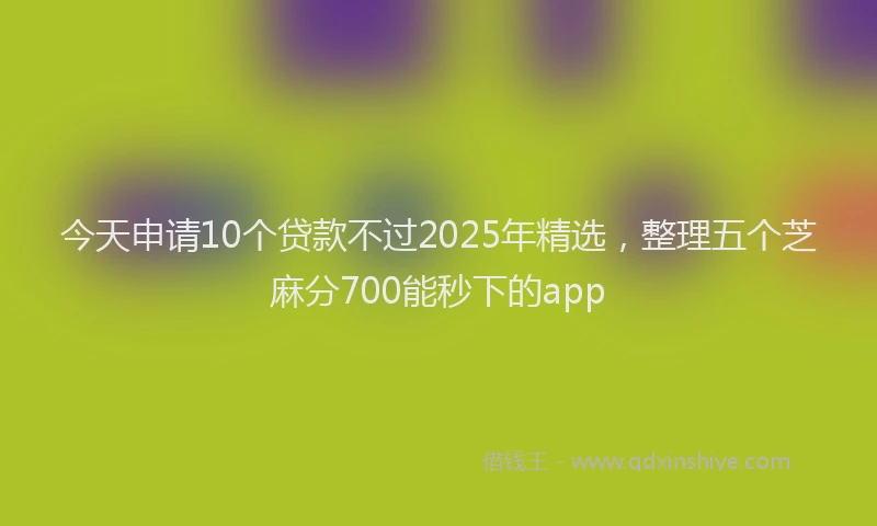 今天申请10个贷款不过2025年精选，整理五个芝麻分700能秒下的app