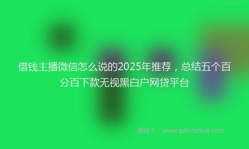 借钱主播微信怎么说的2025年推荐，总结五个百分百下款无视黑白户网贷平台