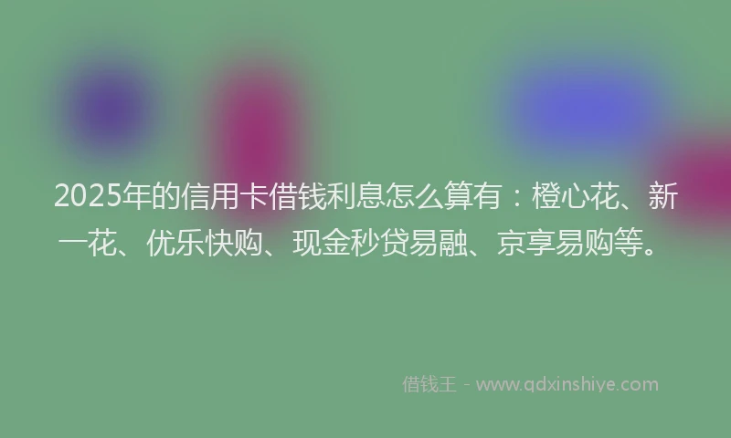 2025年的信用卡借钱利息怎么算有：橙心花、新一花、优乐快购、现金秒贷易融、京享易购等。