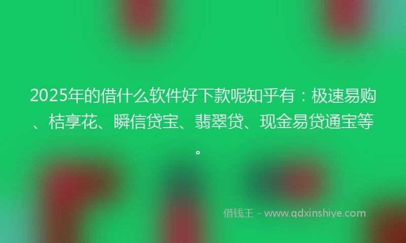 2025年的借什么软件好下款呢知乎有：极速易购、桔享花、瞬信贷宝、翡翠贷、现金易贷通宝等。