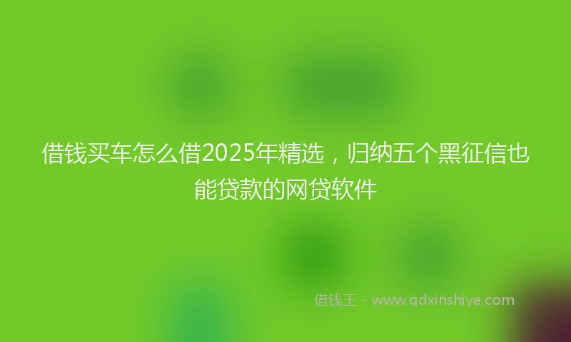 借钱买车怎么借2025年精选，归纳五个黑征信也能贷款的网贷软件