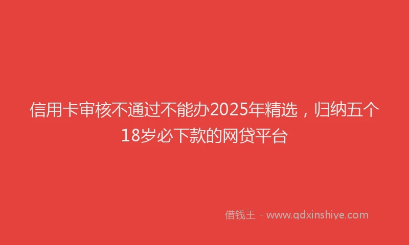 信用卡审核不通过不能办2025年精选，归纳五个18岁必下款的网贷平台